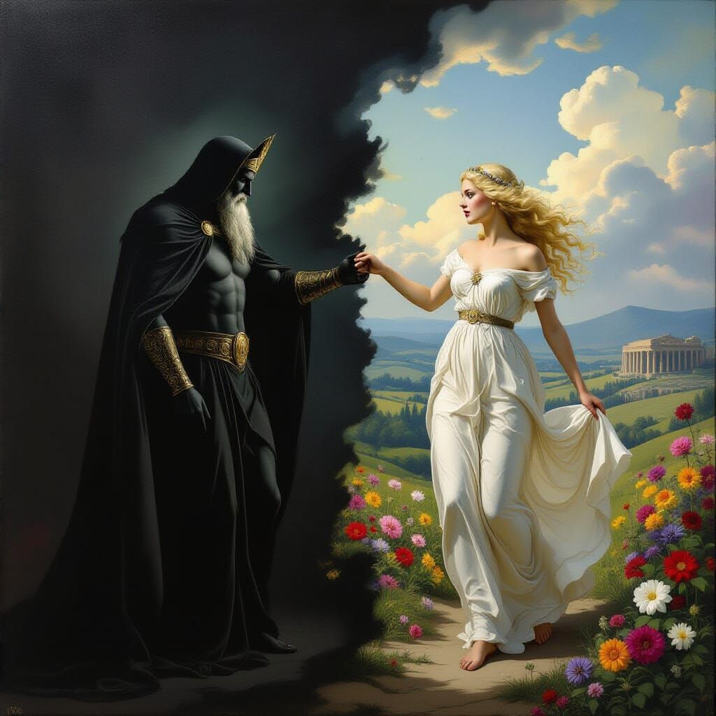 Hades Abducts Persephone: A Fantasy Art Painting