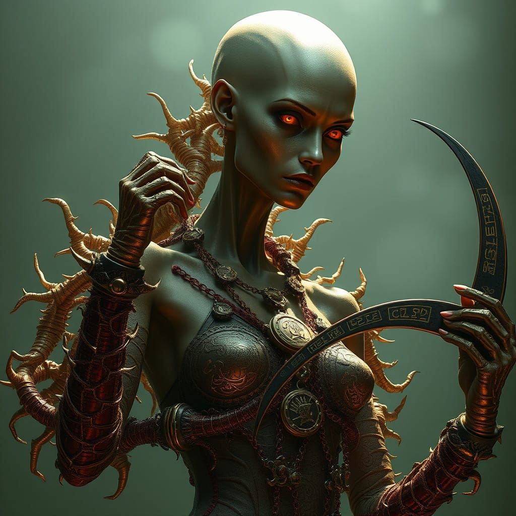 Towering Goddess of Dread in Twisted Gold Armor