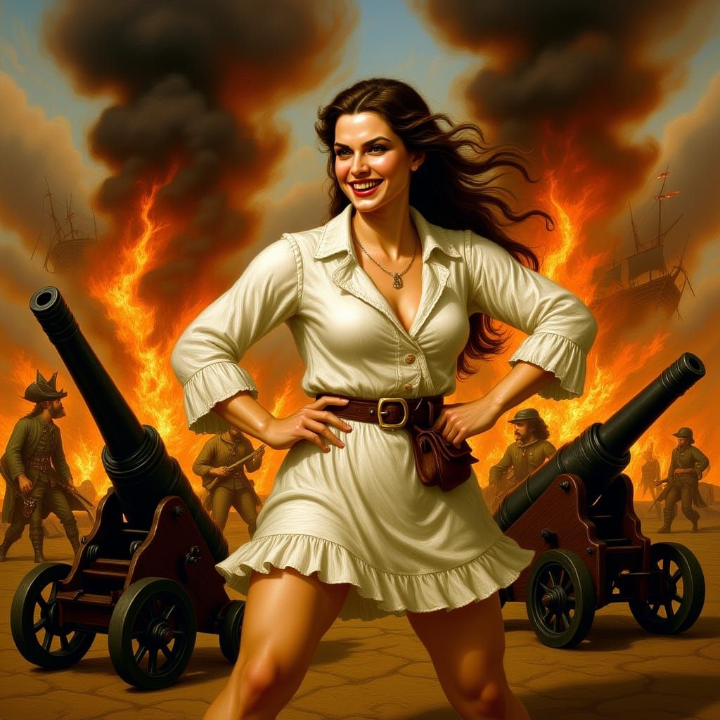 Pirate Ship Battle in 1850s New Orleans