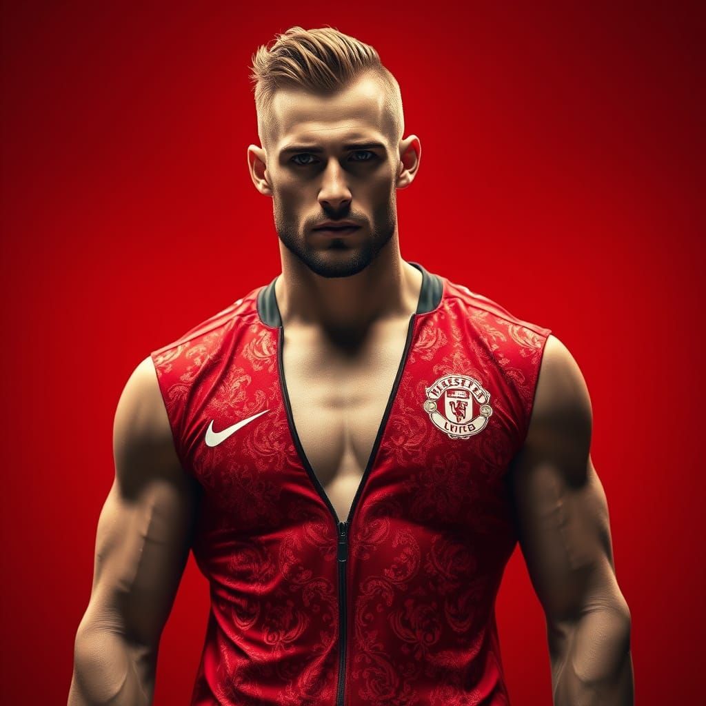 Chiseled Soccer Player in Red Sequined Jersey