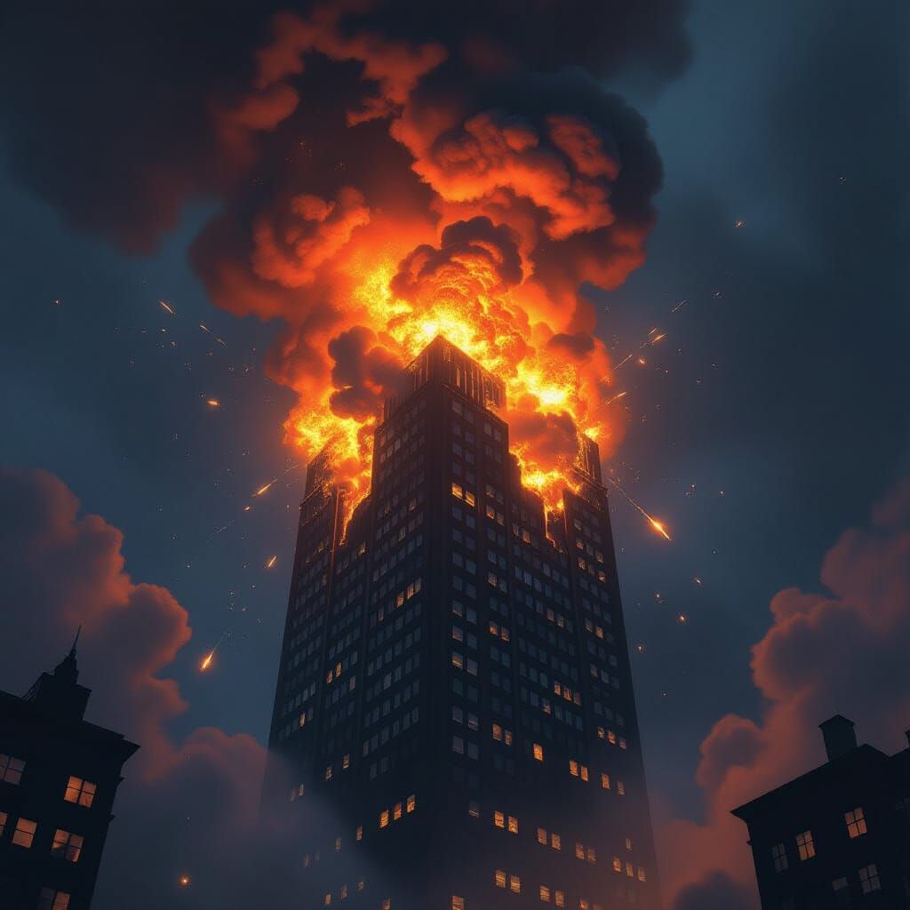 Colossal City Inferno Erupts at Night