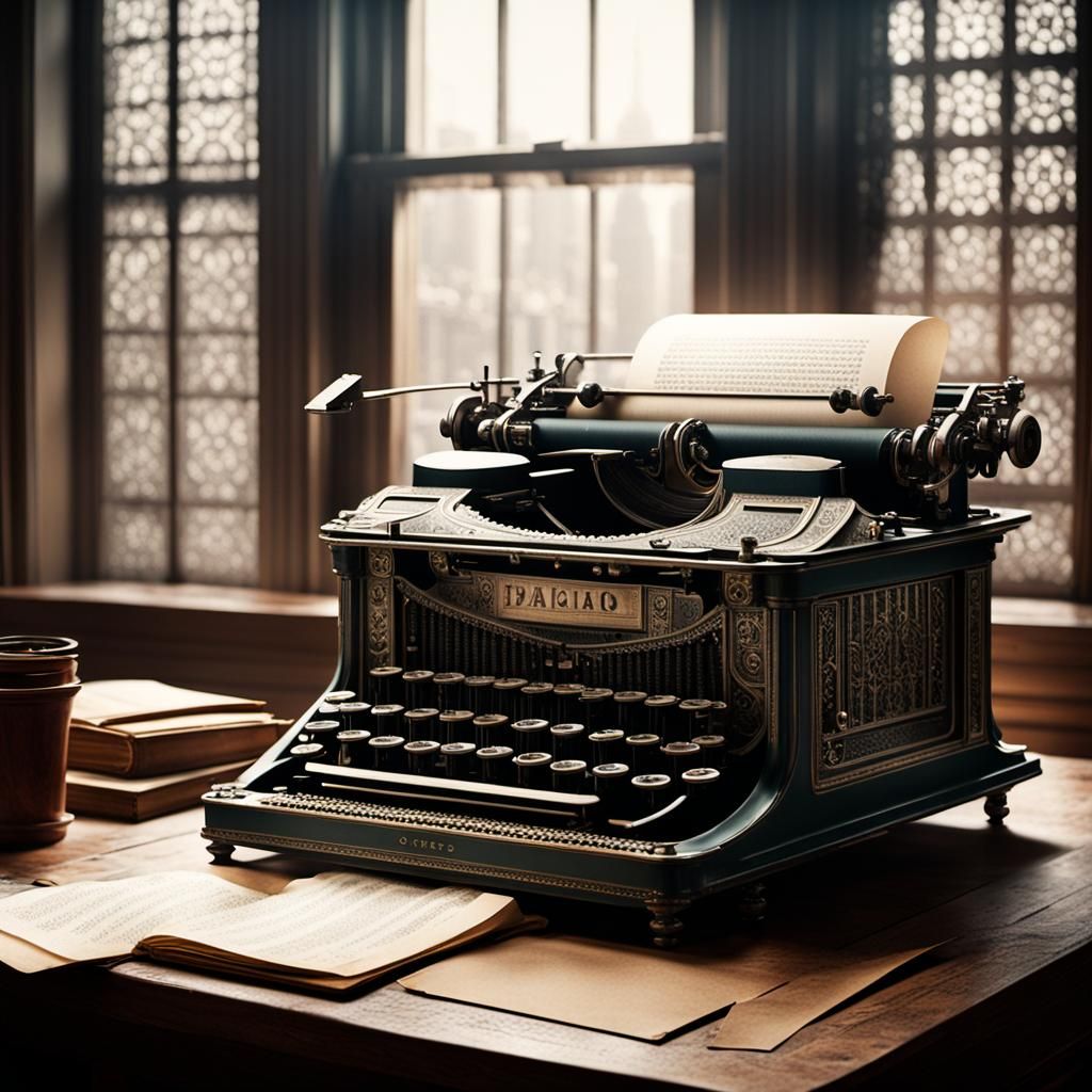 Ornate Typewriter in Dingy 1920s Chicago Room