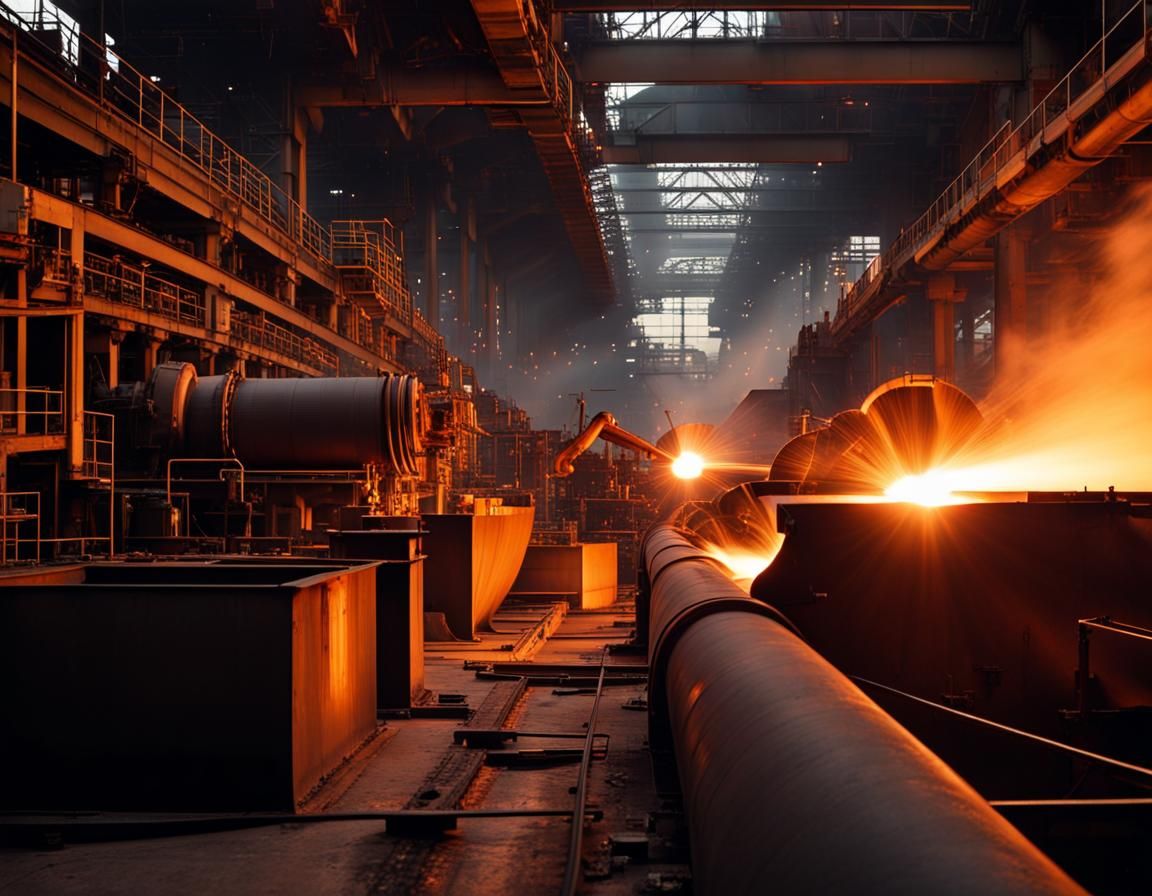 Molten Steel Pouring at Steel Mill