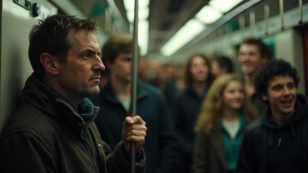 NYC Subway Scene: Juxtaposition of Despair and Joy