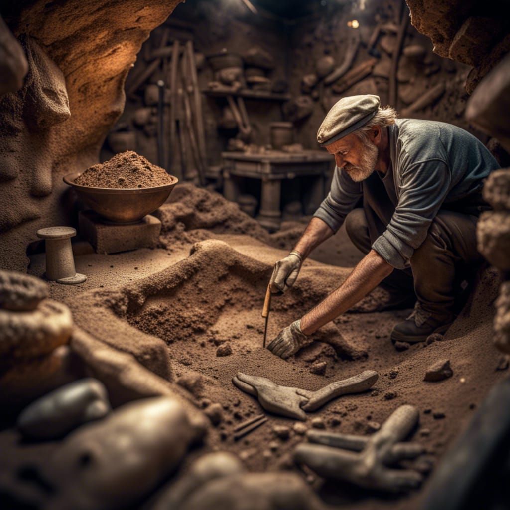 Hyperrealistic Archeological Dig Discovery in HDR