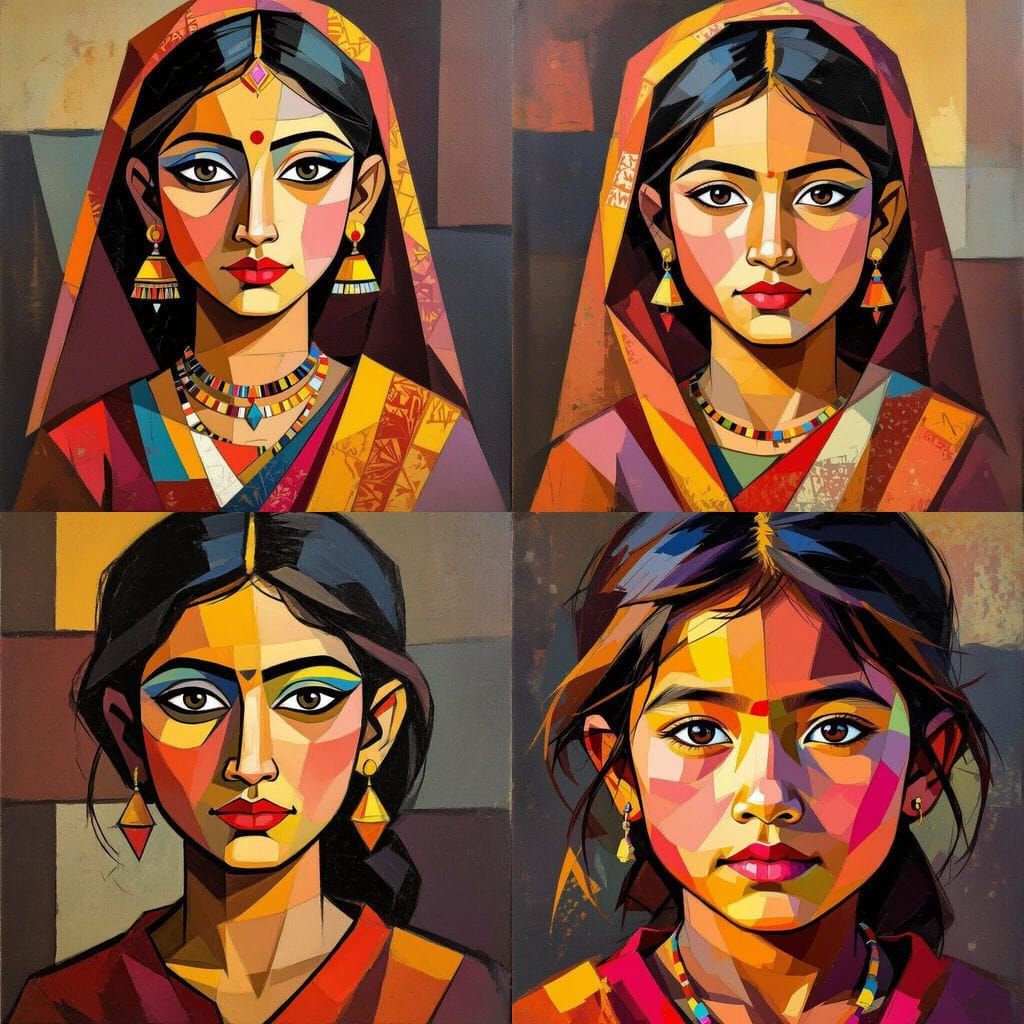 Cubist Portrait of a Nepali Girl