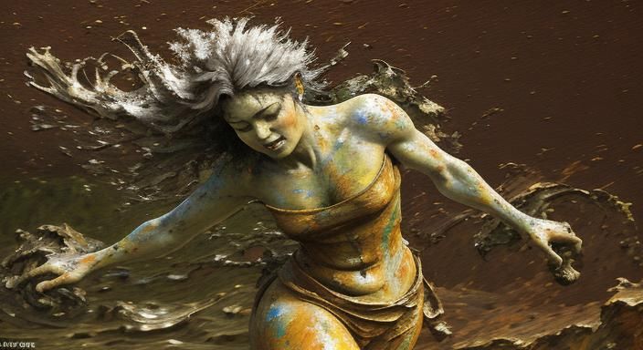 Petite Woman in Norman Lindsay Impasto Style