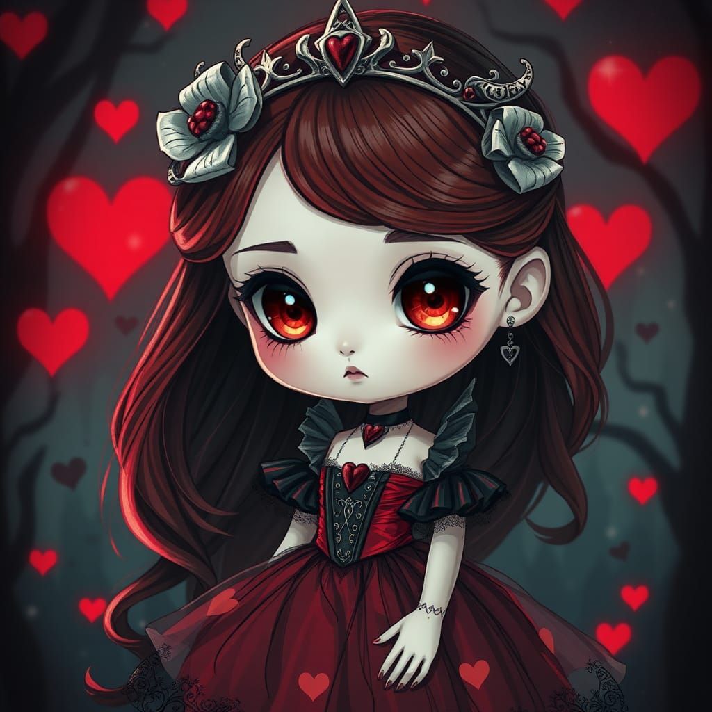 Chibi Queen of Hearts in Gothic Wonderland