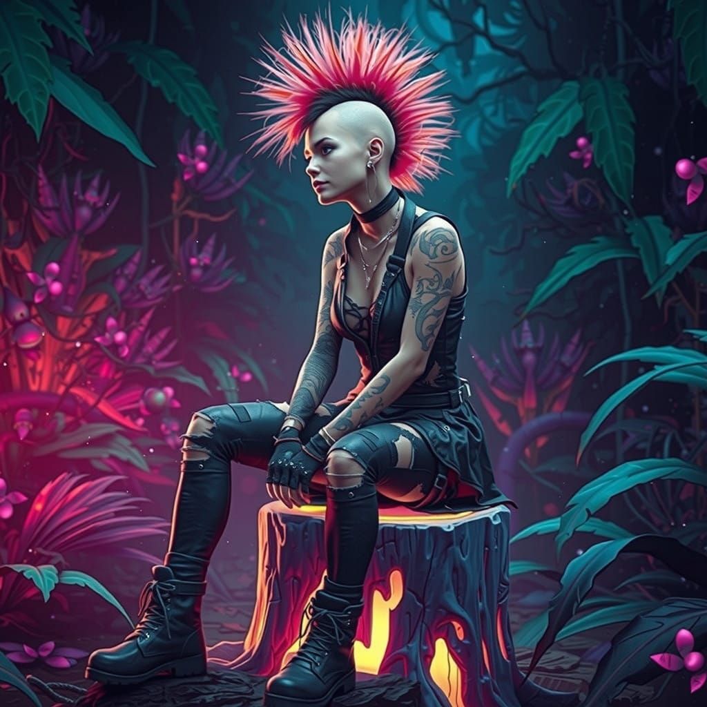 Cyberpunk Pixie in Neon Jungle