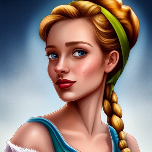 German Disney Princess Portrait in Disney Style