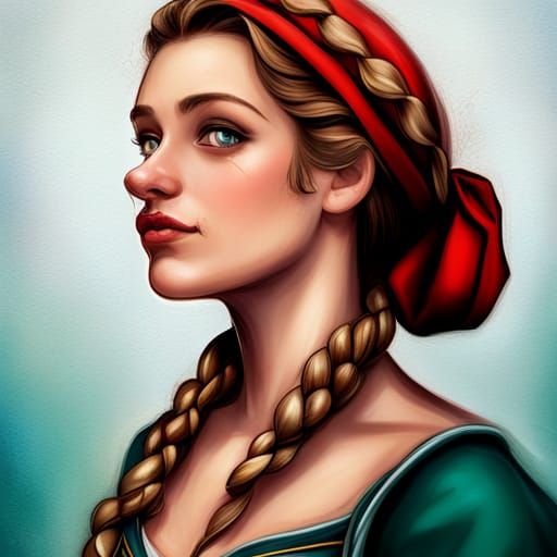 German Disney Princess Portrait in Disney Style