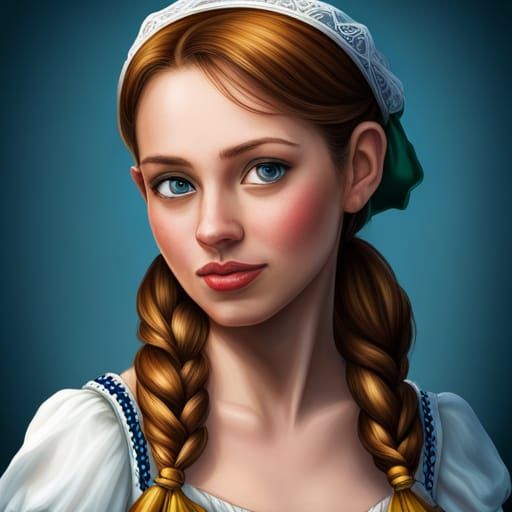 German Disney Princess Portrait in Disney Style