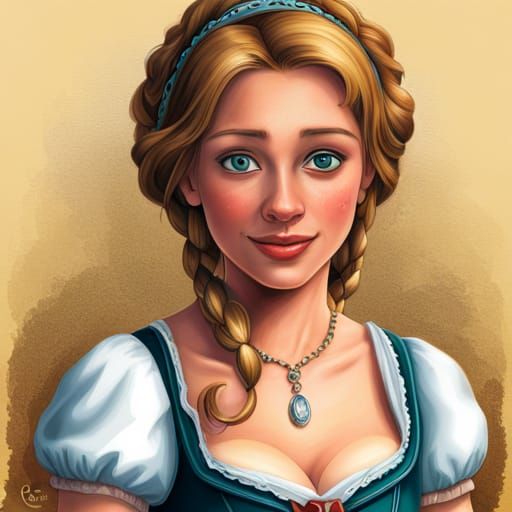 German Disney Princess Portrait in Disney Style
