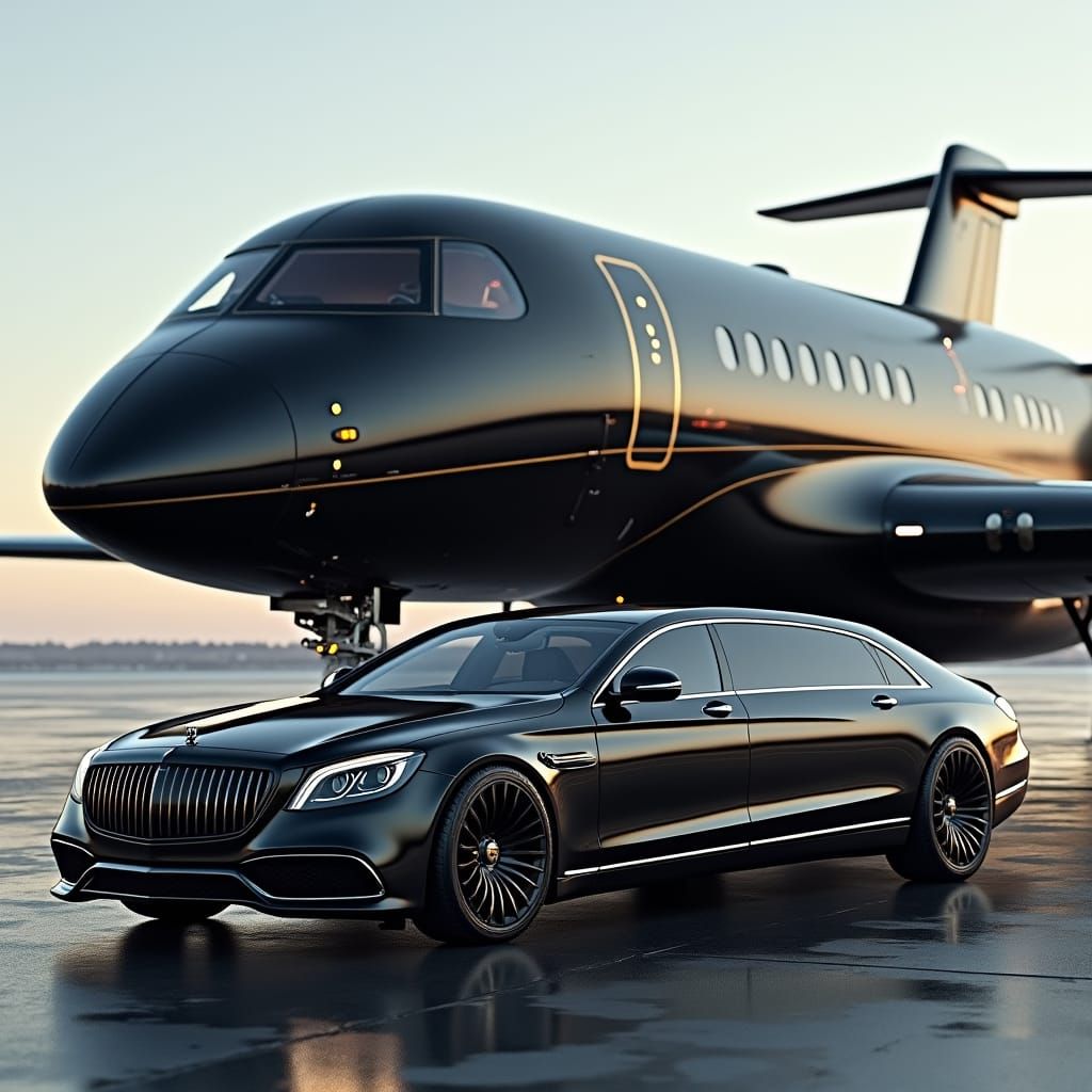 Luxury Black Airplane and Maybach: Big Boss Moves