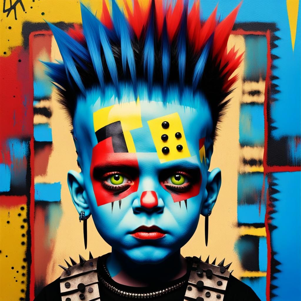 Frankenstein Child Portrait in Pop Street Art Style