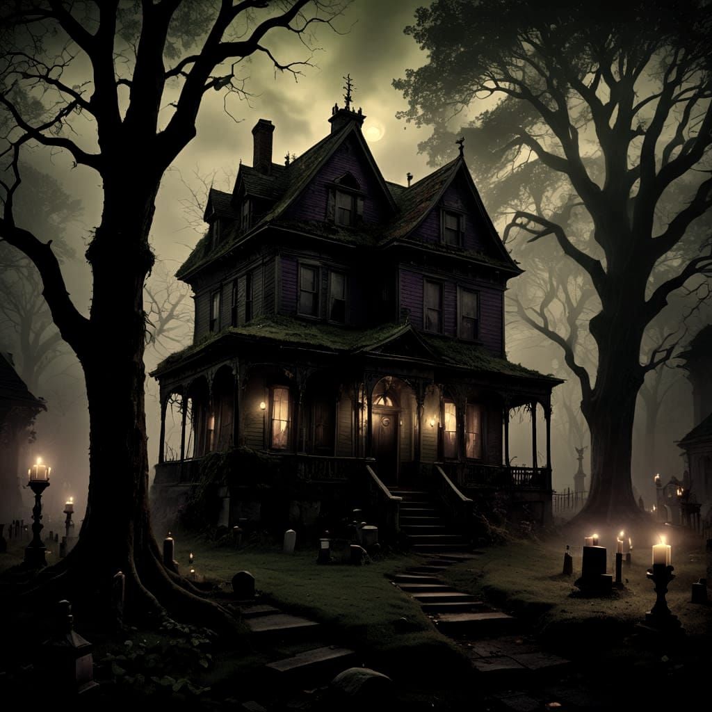 Winchester Mansion Split: Haunted House Digital Art