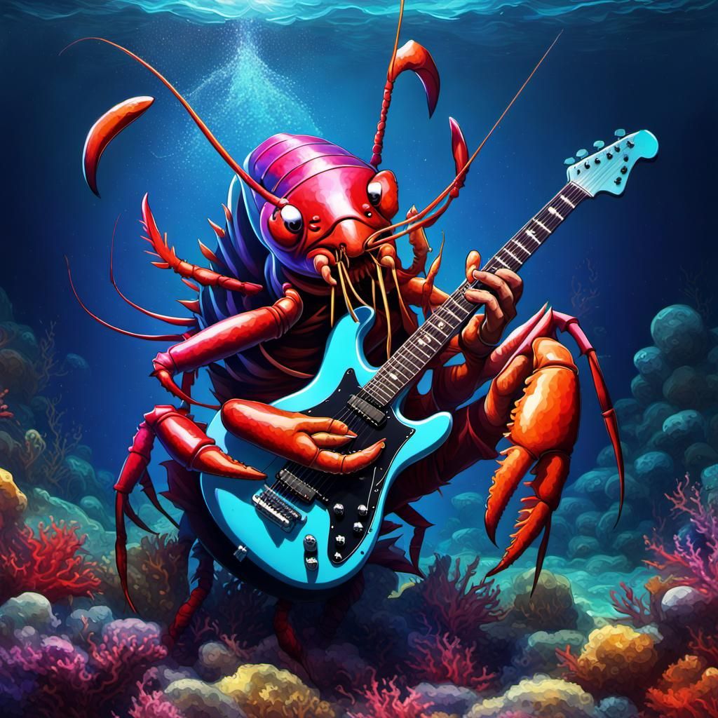 Rock Lobster Concert Under the Sea in Digital Art