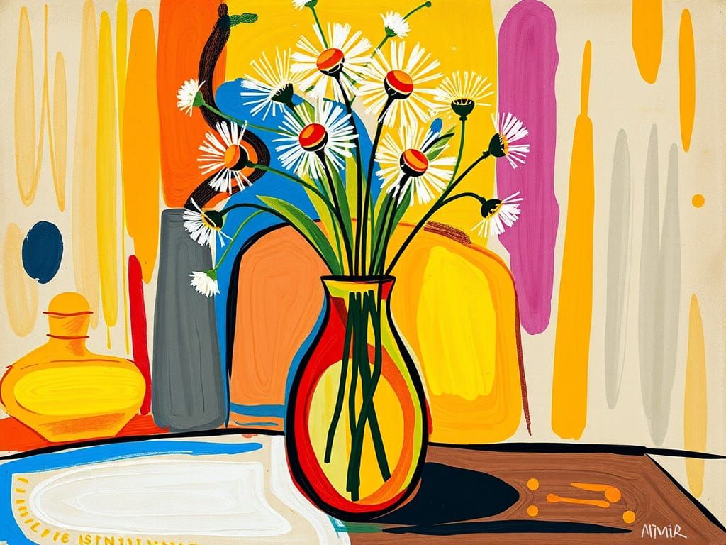 Abstract Dandelions in the Style of Joan Miró