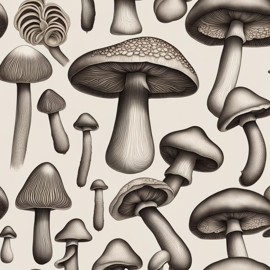 Fibonacci Sequence Displayed Within Mushroom Caps