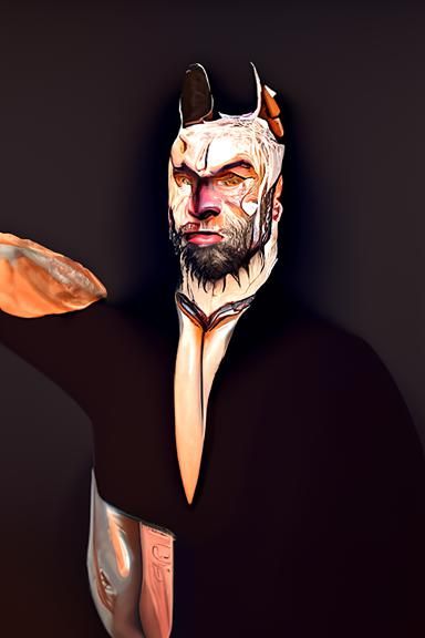 Horned Man Portrait: Detailed Sketchfab Artwork