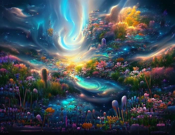 Luminescent Galaxy in Space as Digital Art