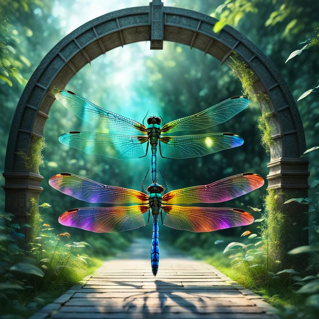 Majestic Dragonfly Emerges from Dimension Gate