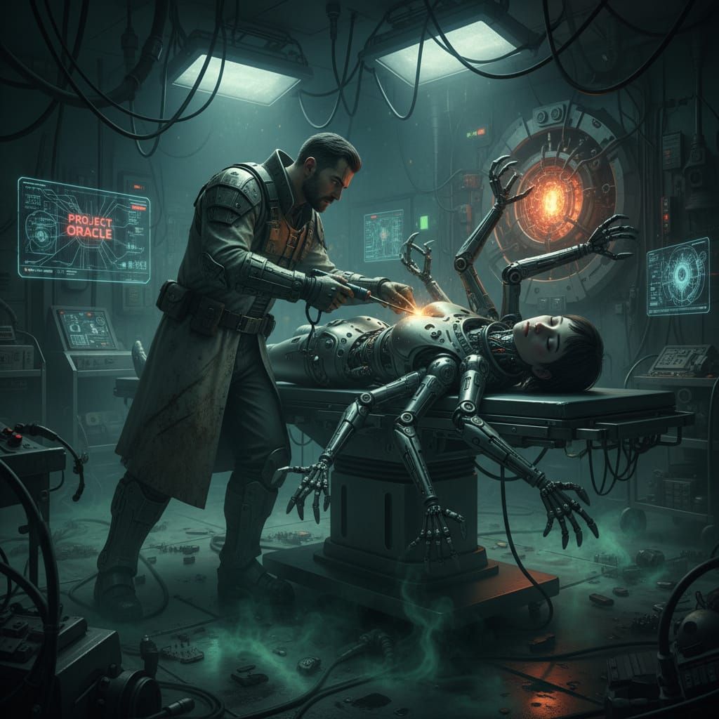 Dystopian Doctor Works on Cyborg Replicant With Human Head a...