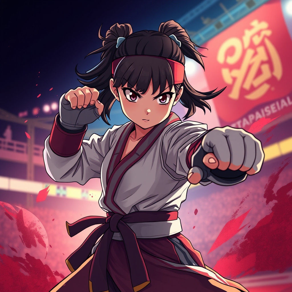 Bosnian Girl in Fighting Gear: Anime Style