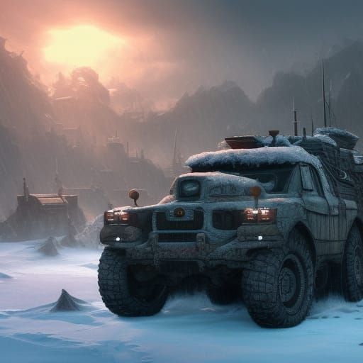 Combat Snow and Swamp Vehicle: Detailed Matte Painting