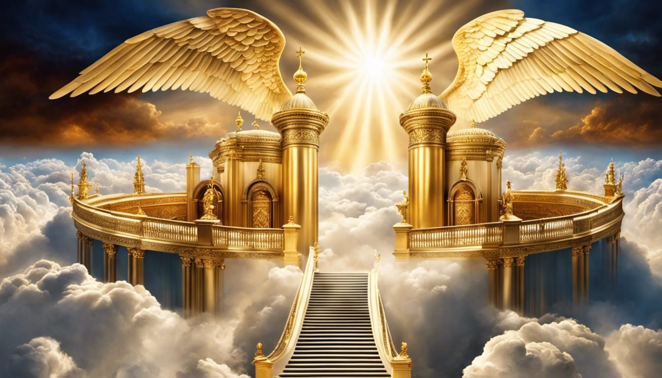 Panoramic Heaven Above Clouds with Angels Singing