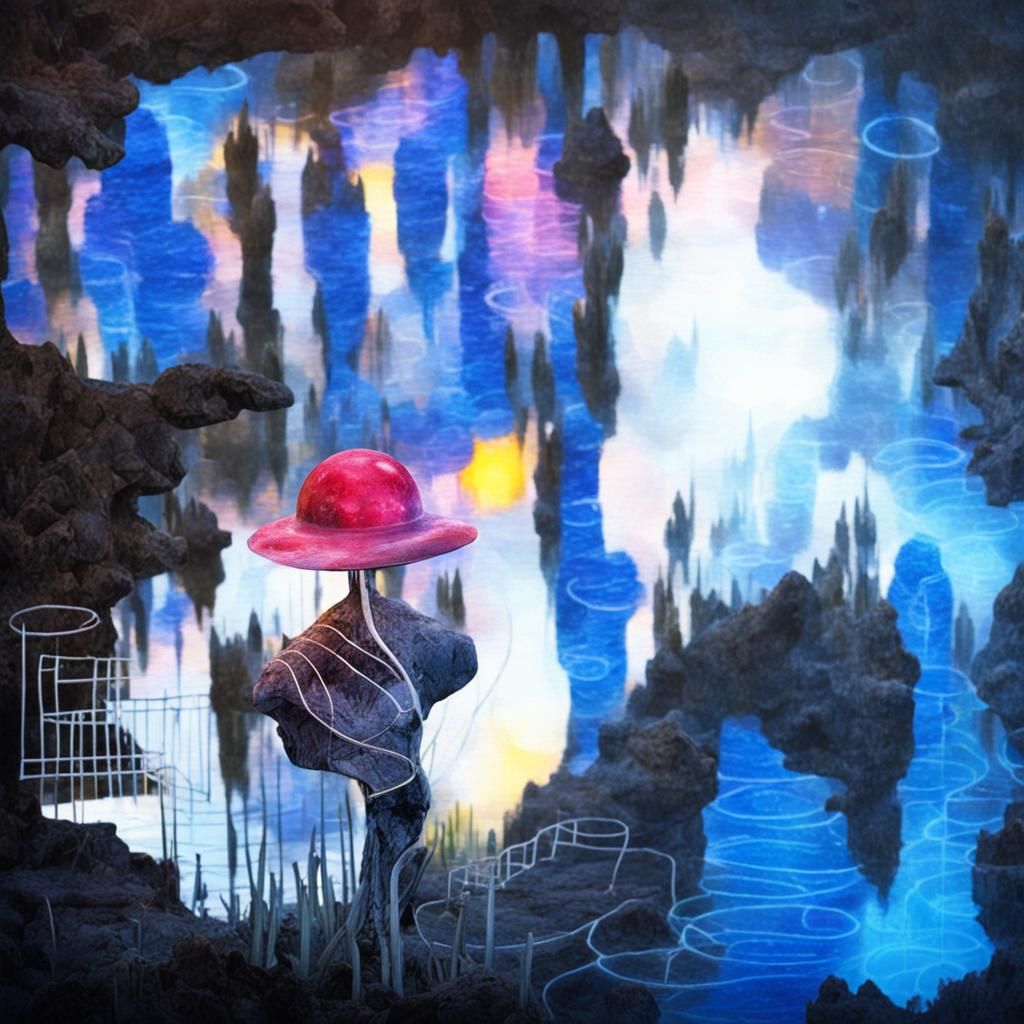 Exo-World Pond Reflects Alien Landscape