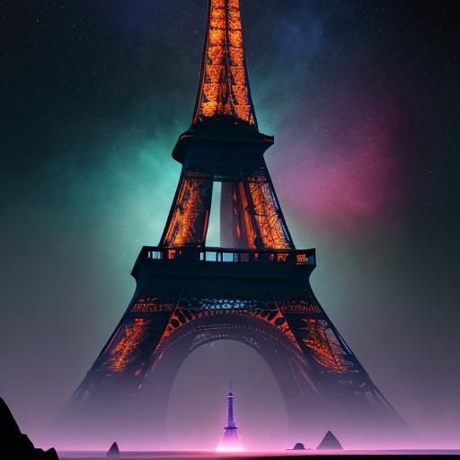 Eiffel Tower in Space: A Surreal Digital Painting