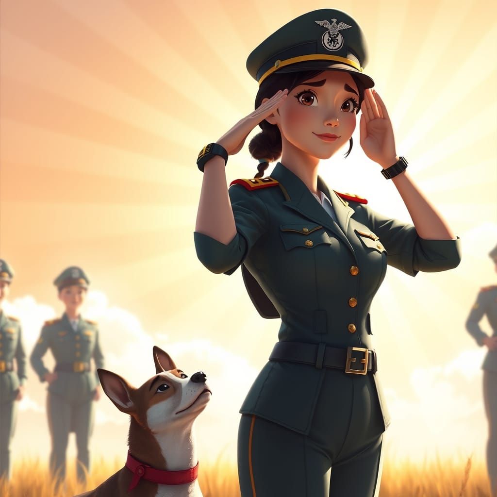 Mulan in US Army Officer Uniform Salutes Fellow Cadets in Vi...