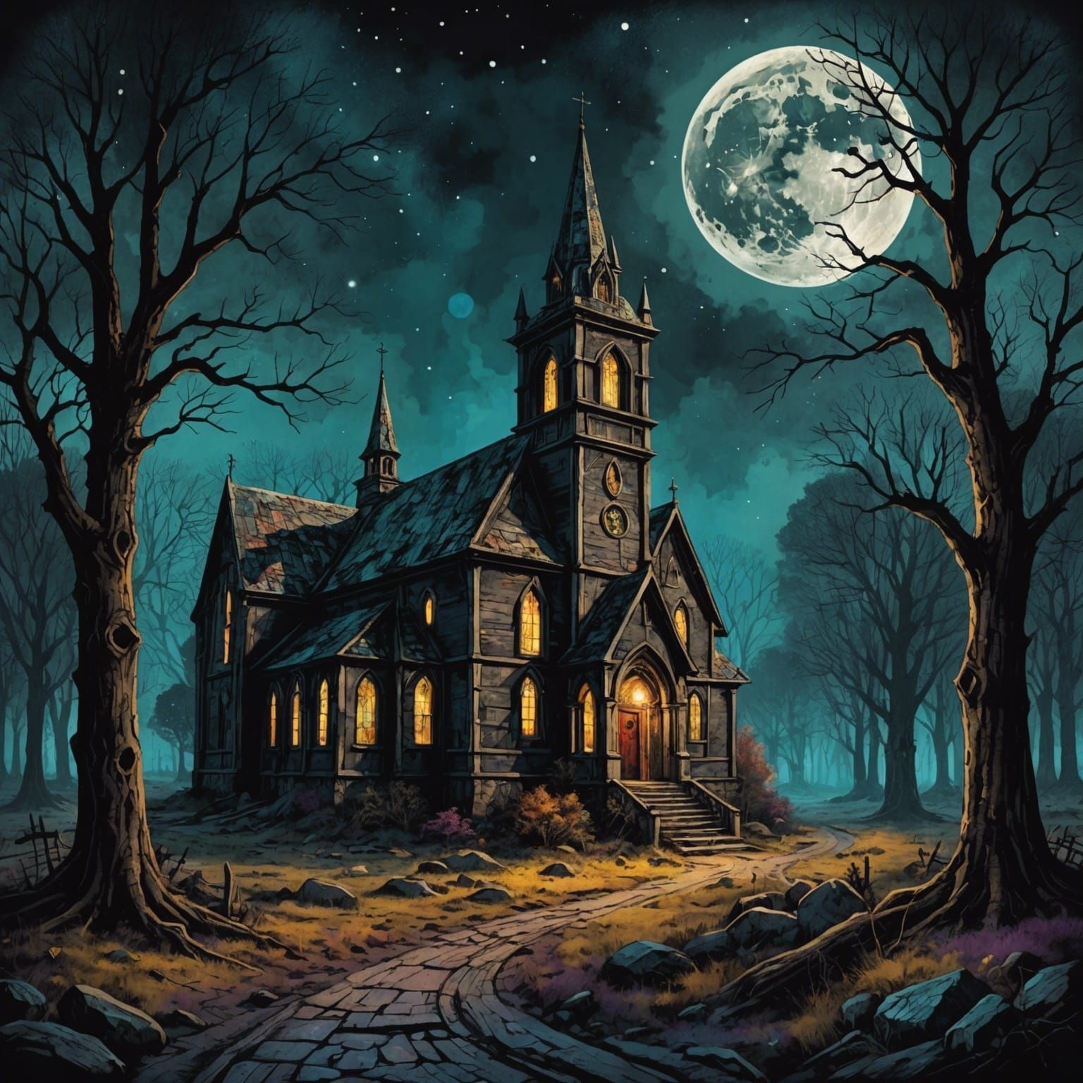 Eldritch Cosmic Horror: Whispering Woods at Night