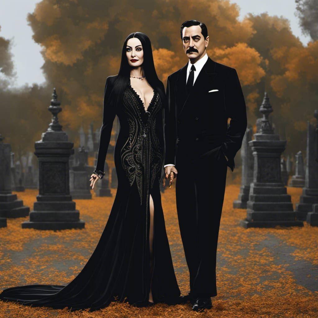 Morticia and Gomez Addams Portrait in 16k Resolution
