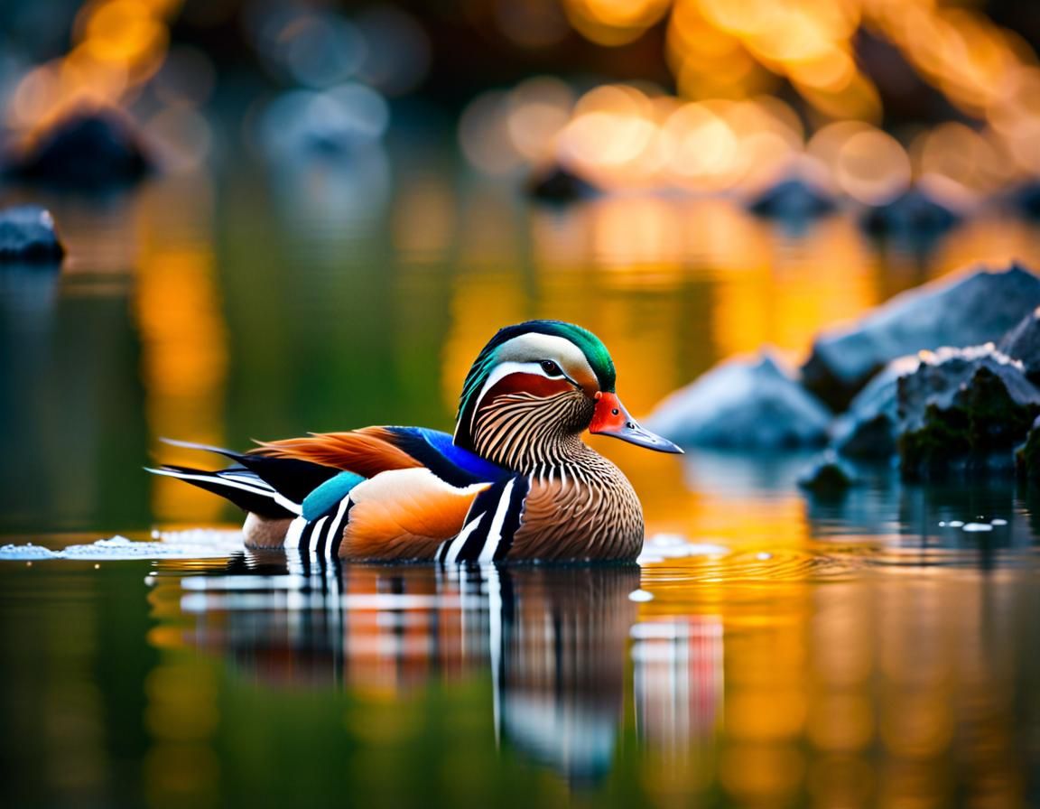 Mandarin Duck in Mountain Pond: Professional Photography