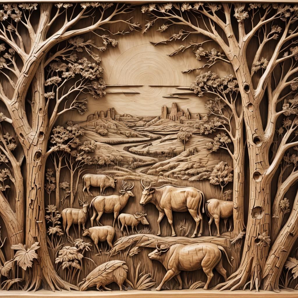 Hickory Carving of Nebraska Prairies