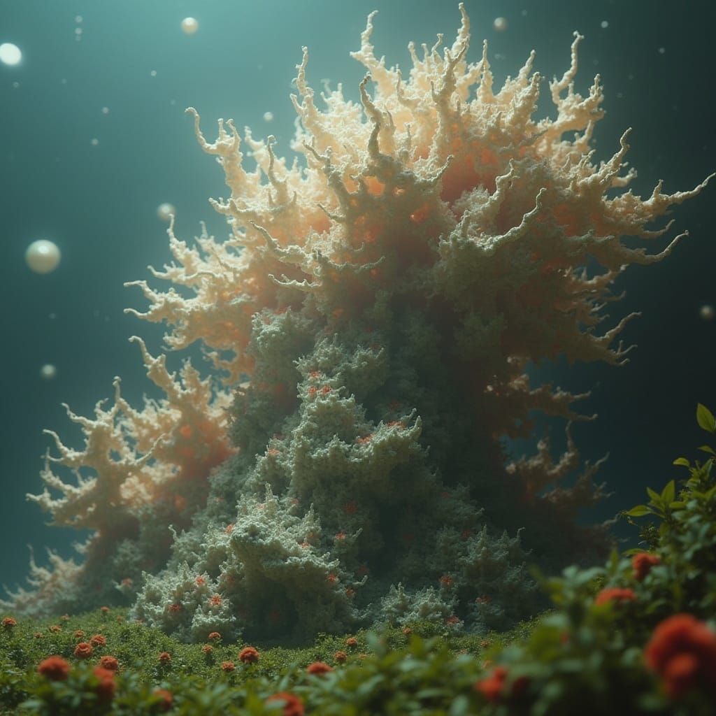 Vibrant Fractal Landscape with Greeble Structures