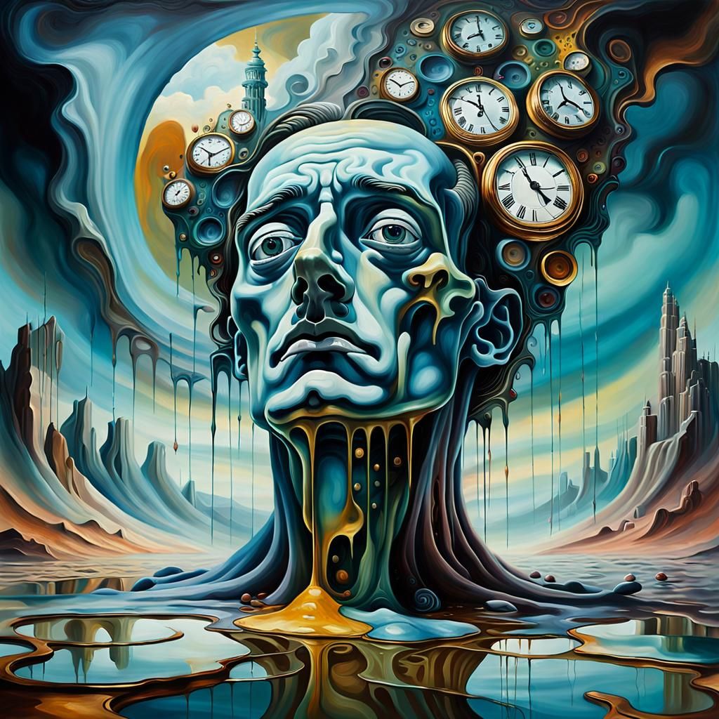 Melting Figure Portrait in a Surreal Oil Painting