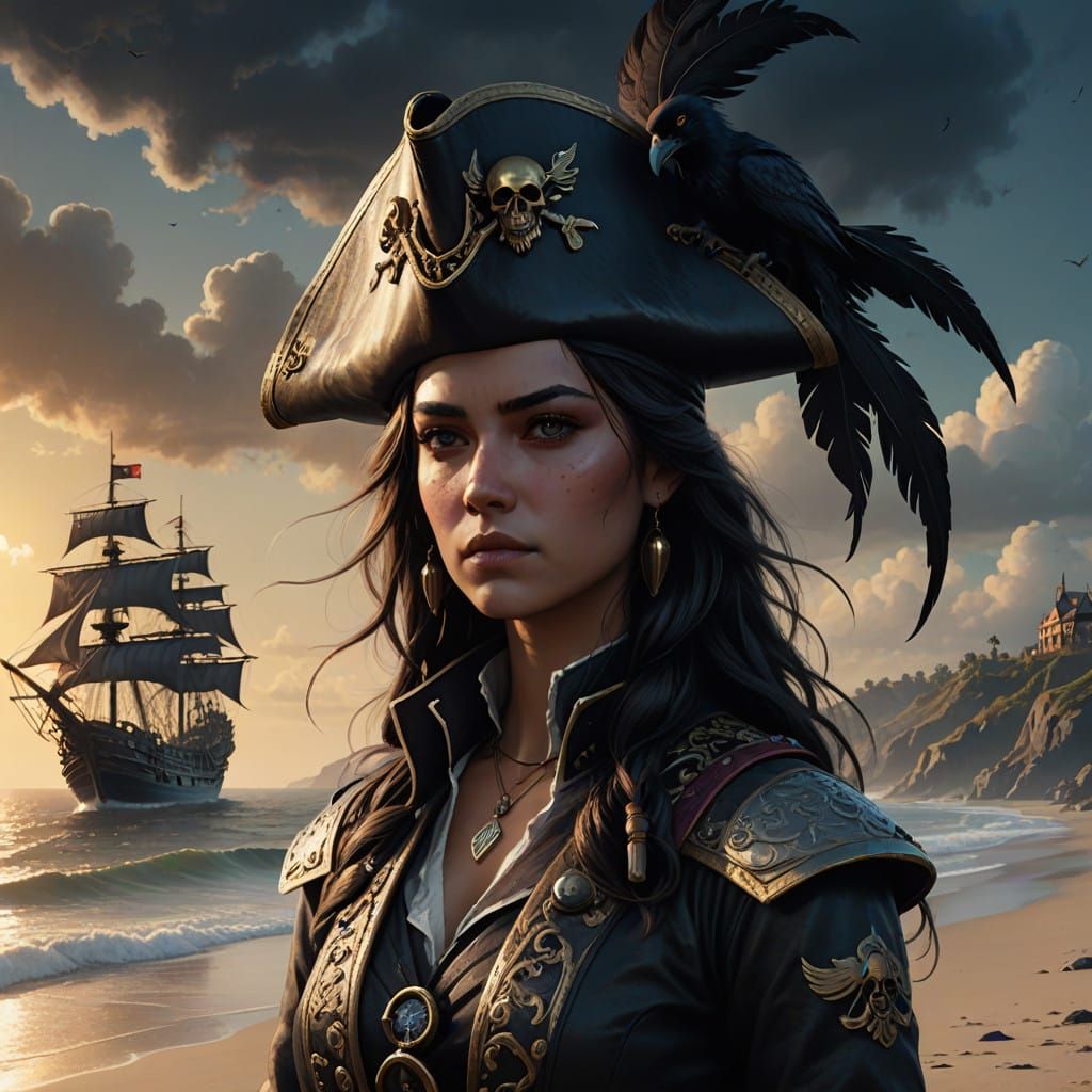 Elegant Pirate Captain in Gothic Pirate Town