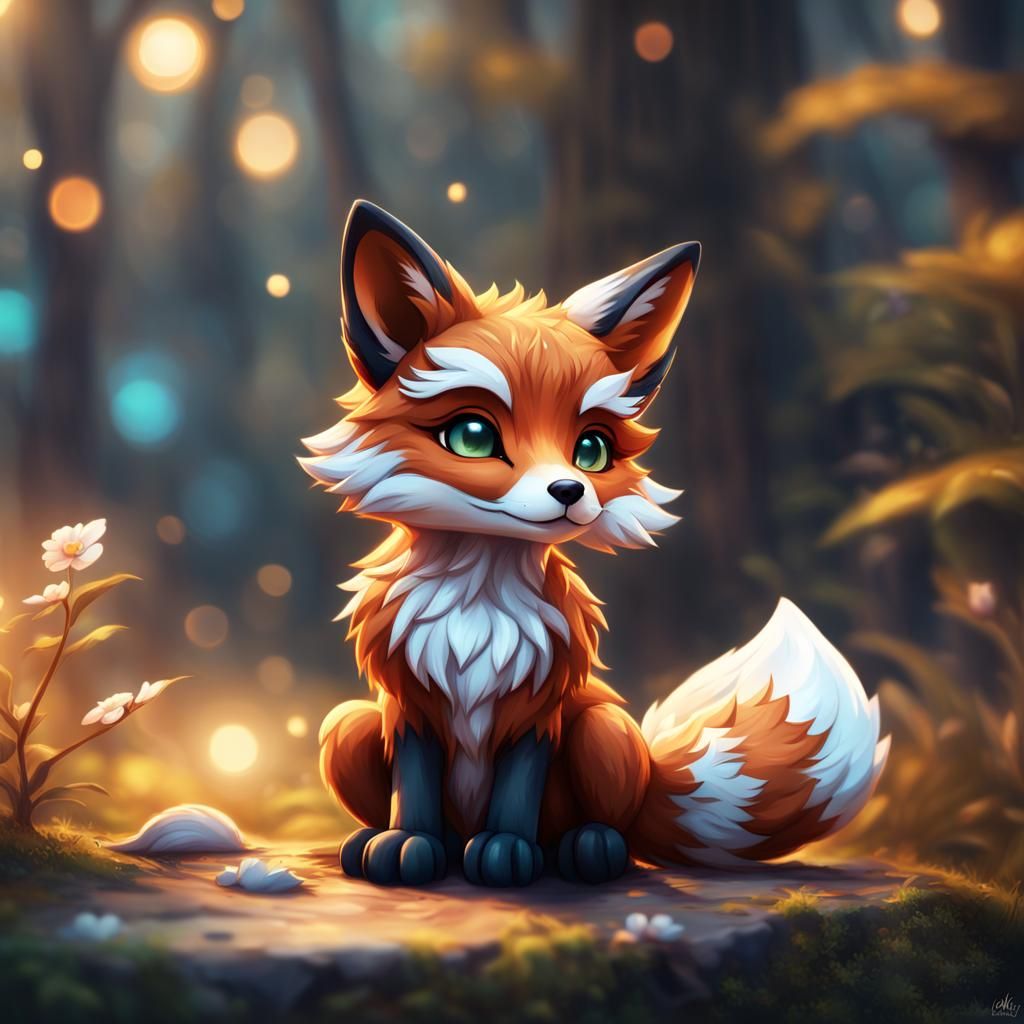 CHIBI FOX | BIG EYES | BIG Head | SITTING IN THE KAWAII POSITION | LOOKING FOR 2/3 | PAWS CLOSED TOGETHER|sitting charmi...