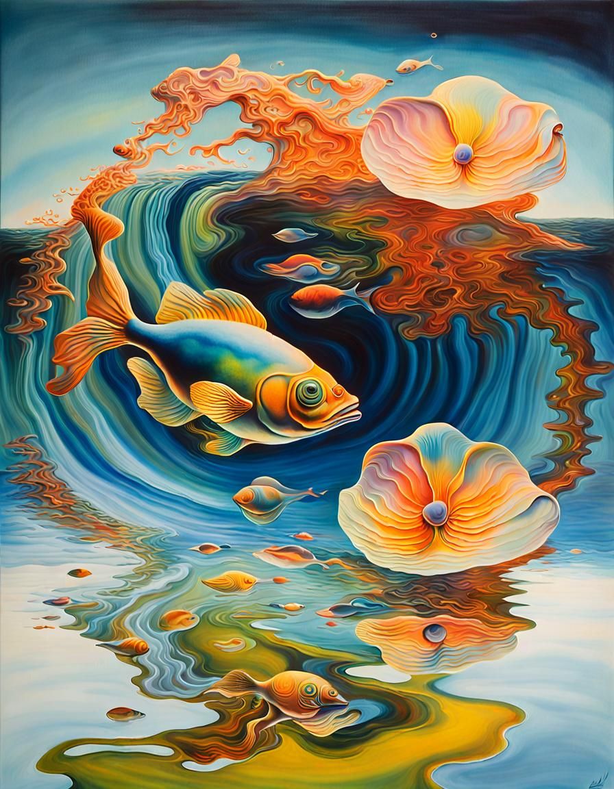 Surreal Fluid Lake Reveals Flowerpetal-Fish, Dali Style