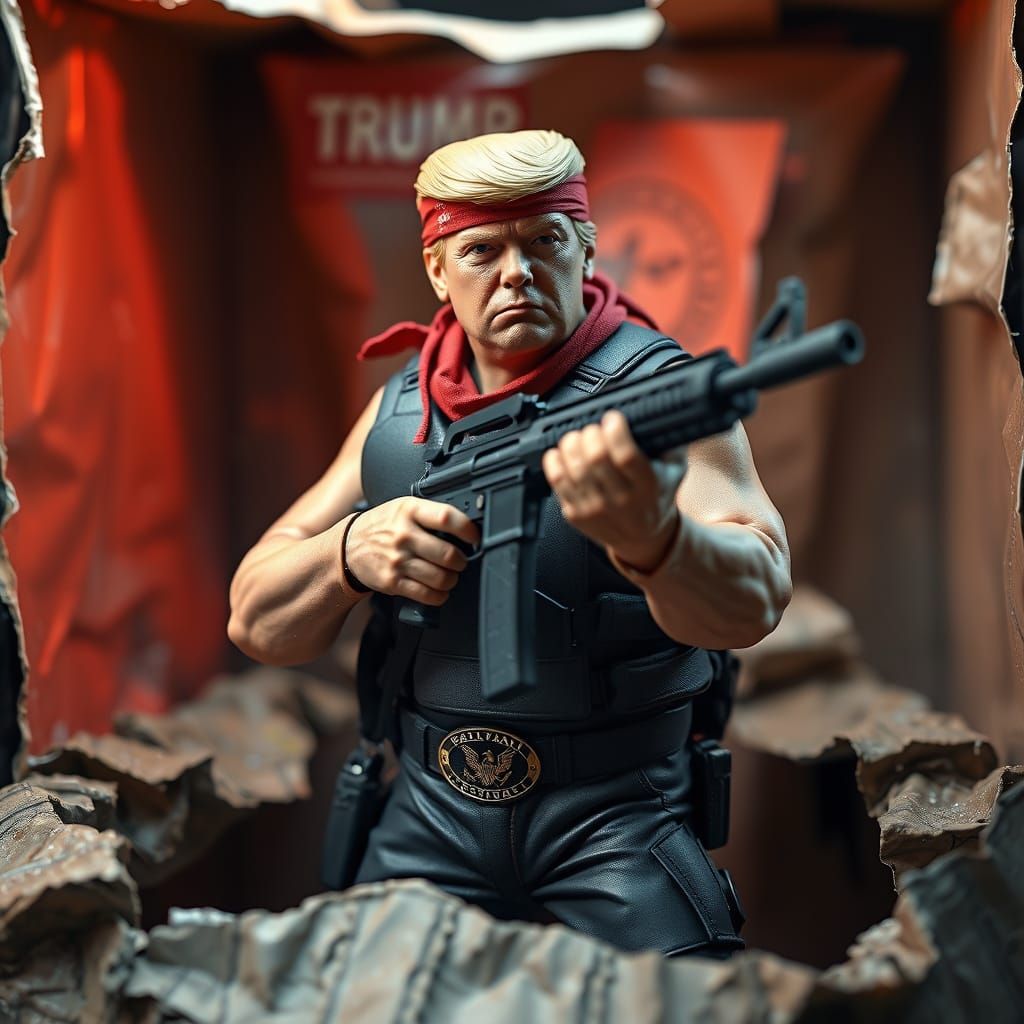Donald Trump as Rambo in Epic Action Figure Form
