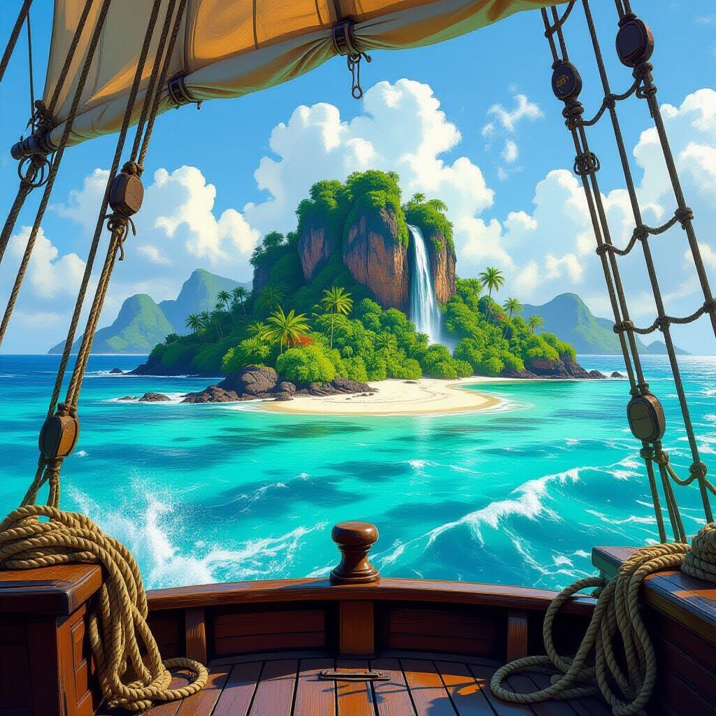 Exotic Island Discovery: 1473 Sailing Ship View