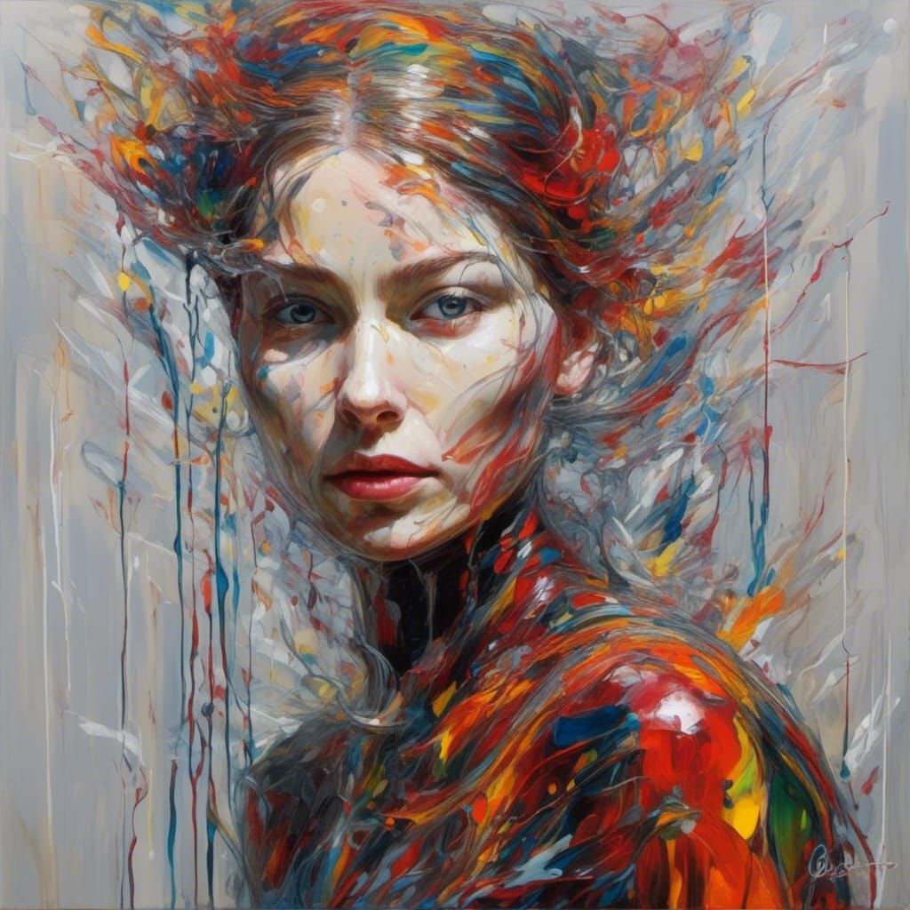 Woman in Raphael Laventure and Gerhard Richter Style