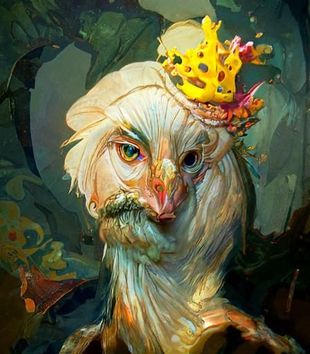 Regal Chicken Portrait in Art Nouveau Style