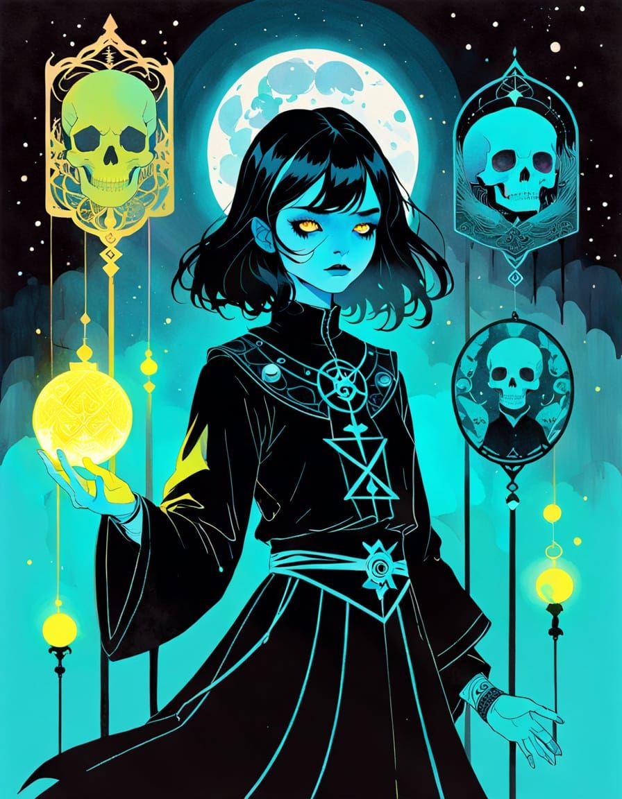 Neon diviner dark fantasy