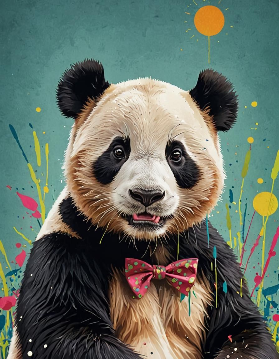 Playful Panda Illustration in Colorful, Cinematic Style