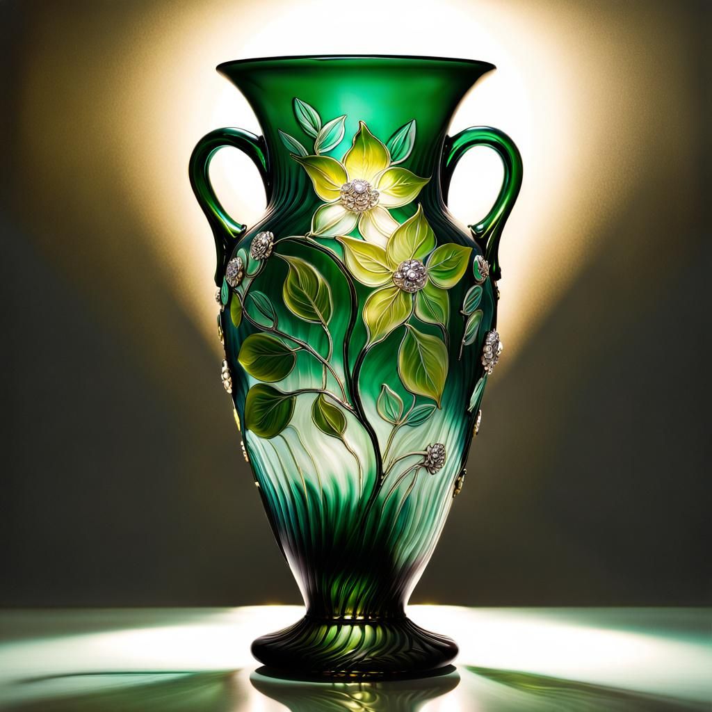 Phoenician Crystal Vase with Art Nouveau Details