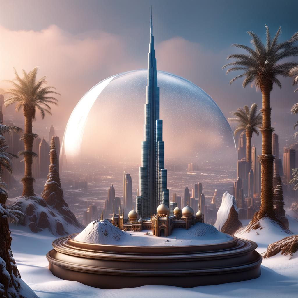 Burj Khalifa in Snowglobe: Detailed Matte Painting